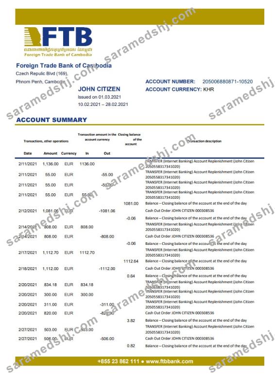 Cambodia Foreign Trade Bank of Cambodia excel